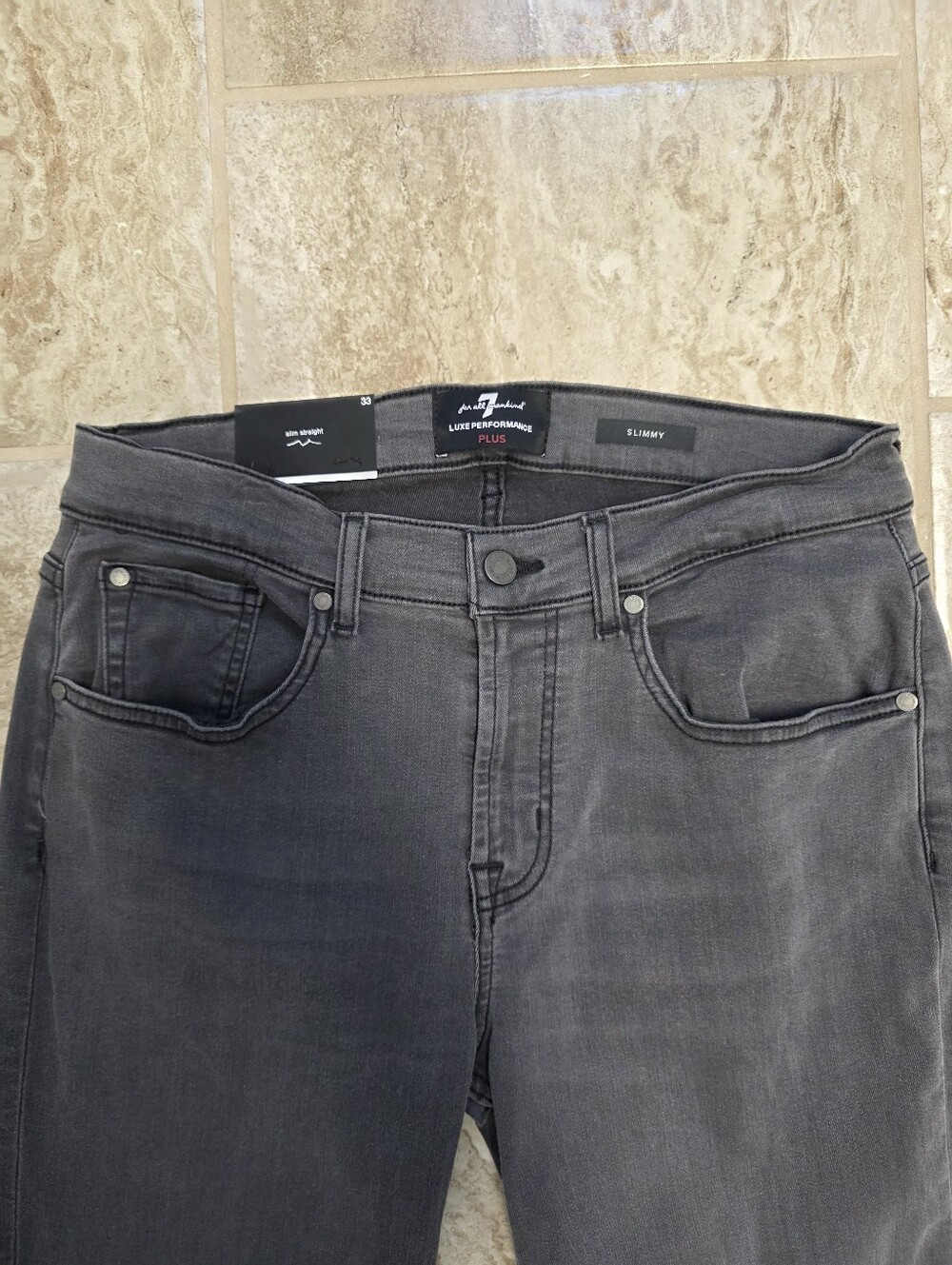 7 For All Mankind Mens Slim Straight Luxe Performance Slimmy Plus Size 33 X 35 - Picture 12 of 15